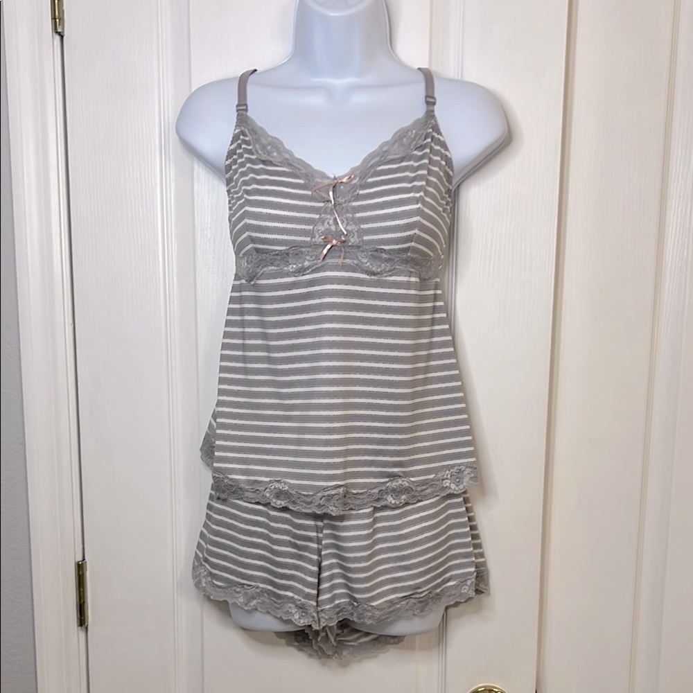 Marilyn Monroe Gray two pc pj set cami and shorts with Ruched Detail